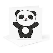 3dRose, Funny Cute Kawaii Panda Bear Cartoon, 1 Greeting Card with envelope