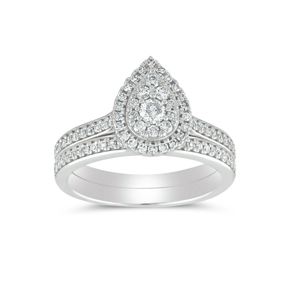 Forever Bride 1/2 cttw Halo Pear Shape Diamond Bridal