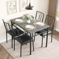 thumbnail image 1 of Dining Set for 4 Kitchen Table with 4 Upholstered Chairs, Rustic Brown, 1 of 9