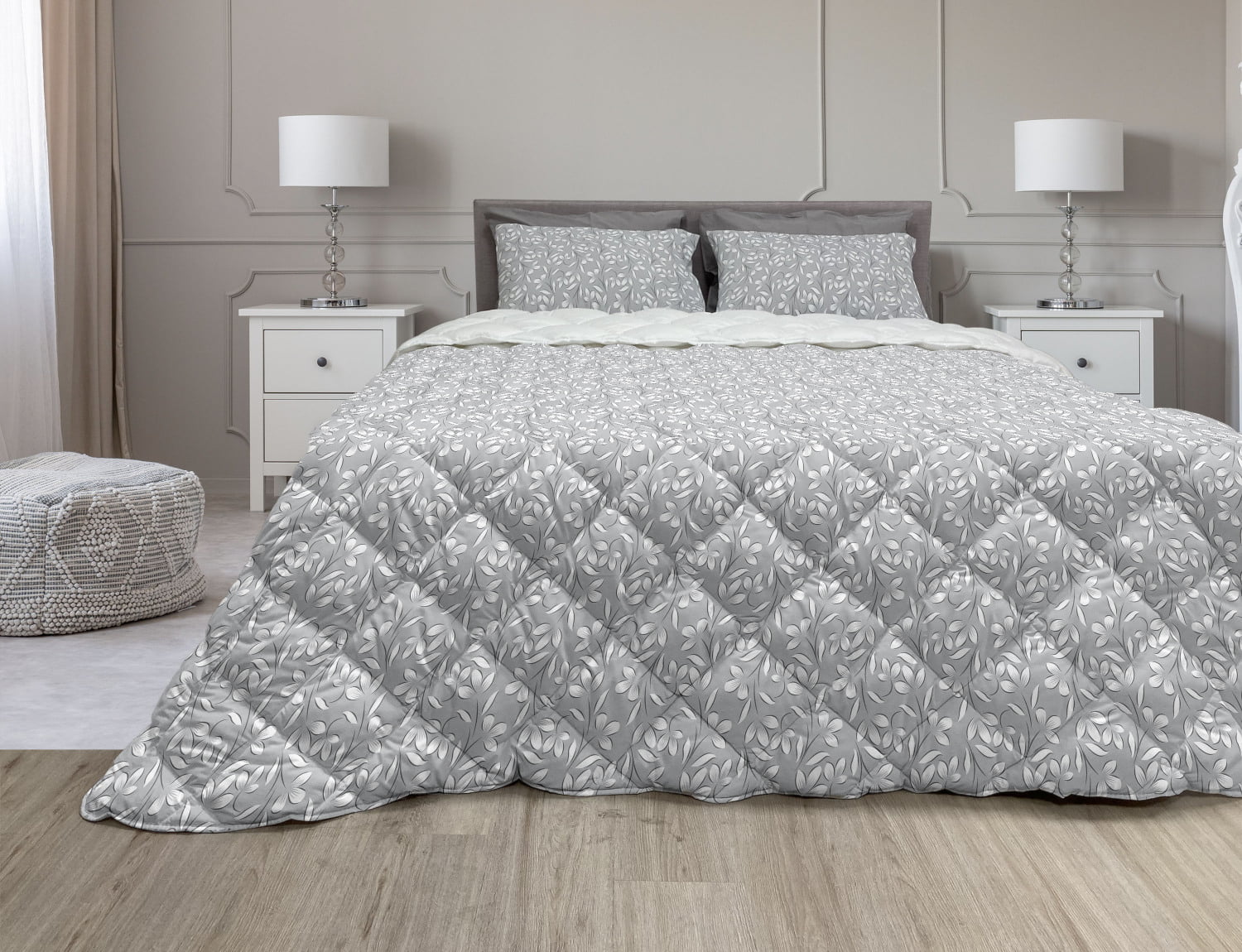 show original title Details about   Complete bedding a square and Half Misty Floral Gray 