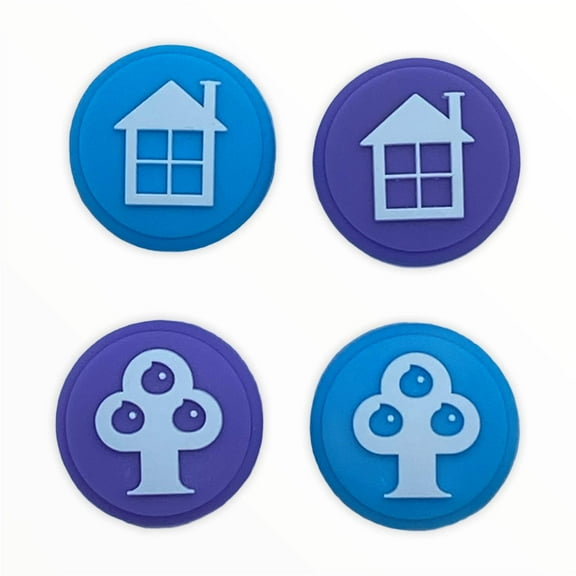 JenDore Blue Purple 4Pcs Tree House Silicone Thumb Grip Caps for Nintendo Switch