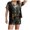 Pajamas151-Black, variant on Women Halloween Simple Pumpkin Graphic Imitation Silk Pajama Set Short Sleeve Trimmed Lapel Collar Shirt with Loose Shorts for Festival Night Outfit,Sizes XL