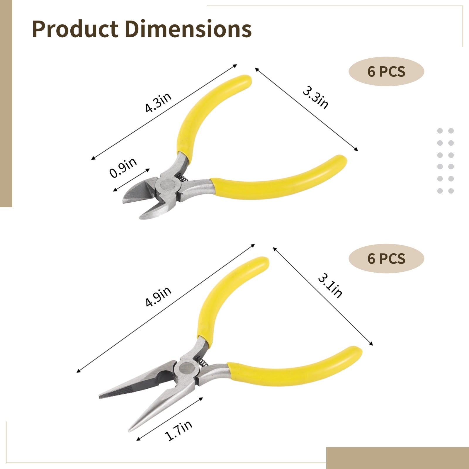 12 Pcs 5-Inch Needle Nose & Diagonal Pliers Set, Mini Spring-Loaded Wire Cutters with Comfort Grip for Jewelry Making, Electronics, DIY Crafts