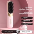 thumbnail image 2 of Cepillo alisador de pelo inalámbrico con cerdas cerámicas calefactables, mini peine de viaje recargable, color rosa., 2 of 5
