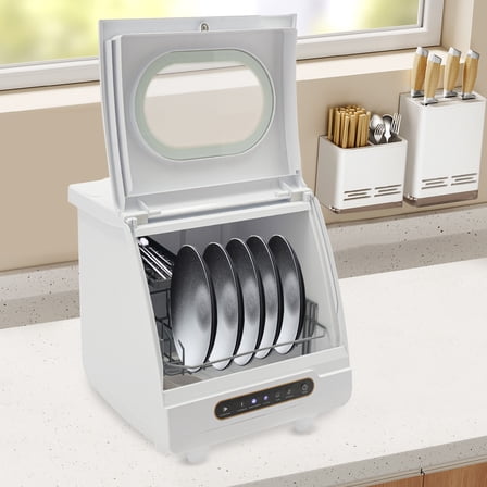 1 PCS White Portable Countertop Dishwasher, Compact Dishwasher, Mini Countertop Dishwasher, 110V 1200W