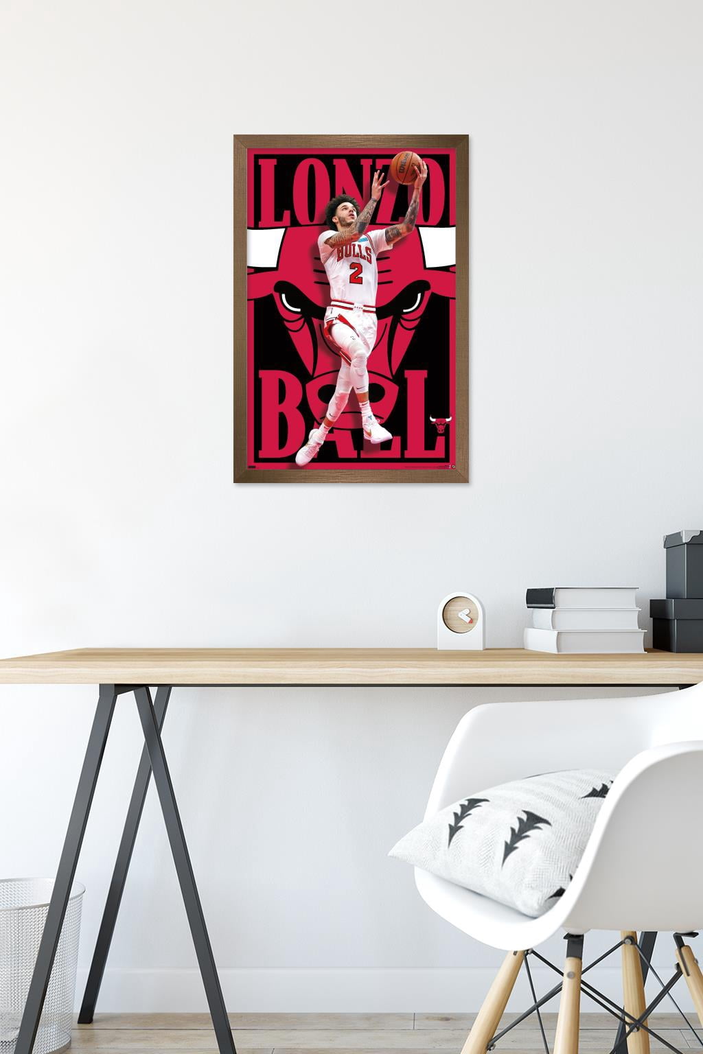 NBA Chicago Bulls - Lonzo Ball 22 Wall Poster, 14.725" x 22.375" Framed