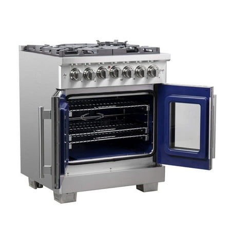 Forno Appliances - Capriasca 4.32 Cu. Ft. Freestanding Dual Fuel Range with French Doors and Convection Oven - Stainless Steel
