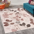 thumbnail image 2 of Floral Decorative Rug, Cartoon Style Arrangement of Fresh Spring Foliage with Abstract Dotted Line Stalks, Quality Carpet for Bedroom Dorm and Living Room, 6 Sizes, Chocolate, by Ambesonne, 2 of 4