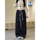 thumbnail image 1 of Pantalones casuales de Hello Kittys grises para mujer, pantalones holgados de cintura baja, rectos, con pierna ancha, pantalones de ocio, pantalones deportivos para niñas, 1 of 5