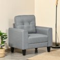 thumbnail image 2 of HOMCOM Button Tufted Armchair Upholstered Accent Chair with Rubberwood Legs, 2 of 10