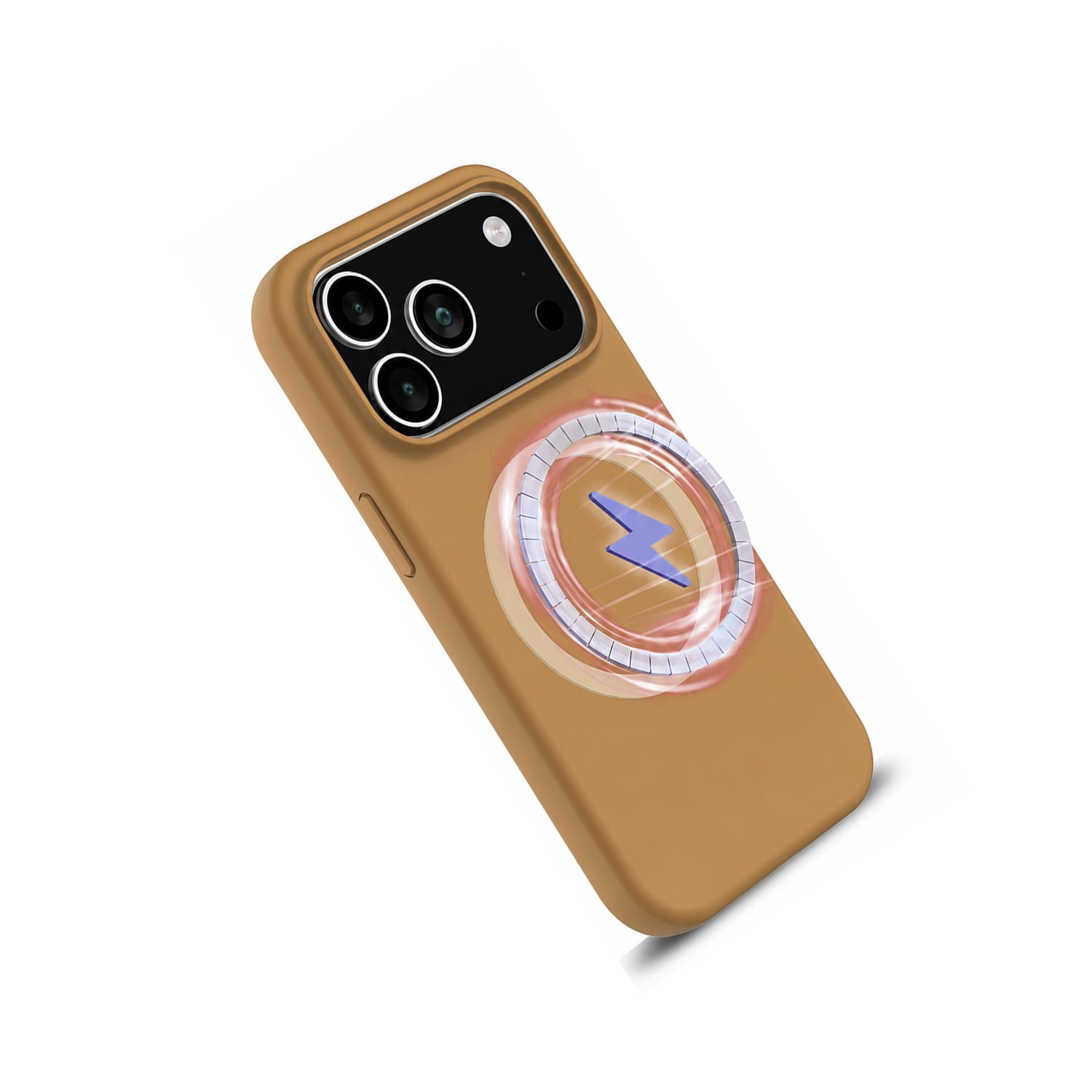 Durable Silicone Case with Wireless Charging for iPhone 17 Pro Max - Brown