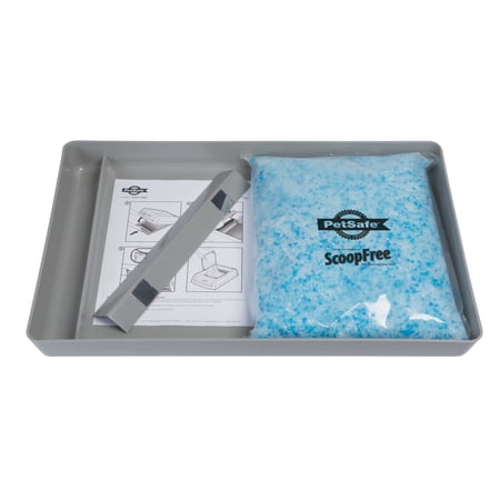 PetSafe ScoopFree Reusable Tray for Cat Litter Boxes - Includes 4.3 lb of Premium Blue Non Clumping Crystal Litter - Compatible with All PetSafe ScoopFree Automatic Self Cleaning Litter Boxes