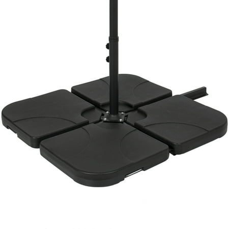 - Best Choice Products 4-Piece Heavy-Duty Cantilever Offset Patio Umbrella Stand Square Base Plate Set w/ Easy-Fill Spouts for Water or Sand - Black