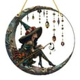 thumbnail image 2 of 8x8 inch Charming Moonlight Witch Acrylic Stained Glass Window Hanging Sun Catcher Decor Stained Panel Hangings Wall Art Decor, for Friends and Family (Moonlight Witch), 2 of 6