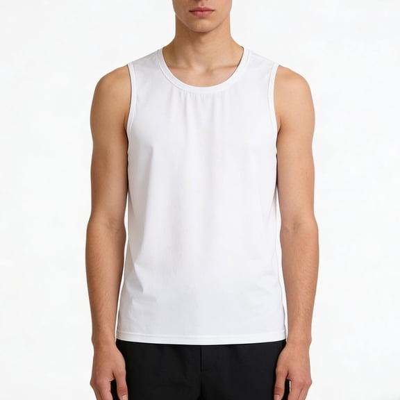 HOMADLES Athletic Tank Tops for Men Fashion Work Shirt Crewneck Ice Silk Breathable Basice Tank for Men Outdoor Gym Sleeveless Tank Tops White 3XL