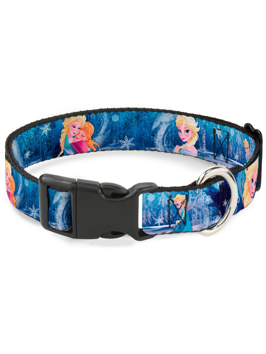 Buckle-Down 15-26 Snowflakes Blue/White Plastic Clip Collar Large