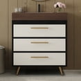 thumbnail image 2 of 30" Sintered Stone Top Bathroom Vanity with Storage, Bathroom Vanity with Ceramic Sink, Freestanding Storage Cabinet with Soft Close Drawers for Bathroom, Black,Gold,Walnut,White, 2 of 9