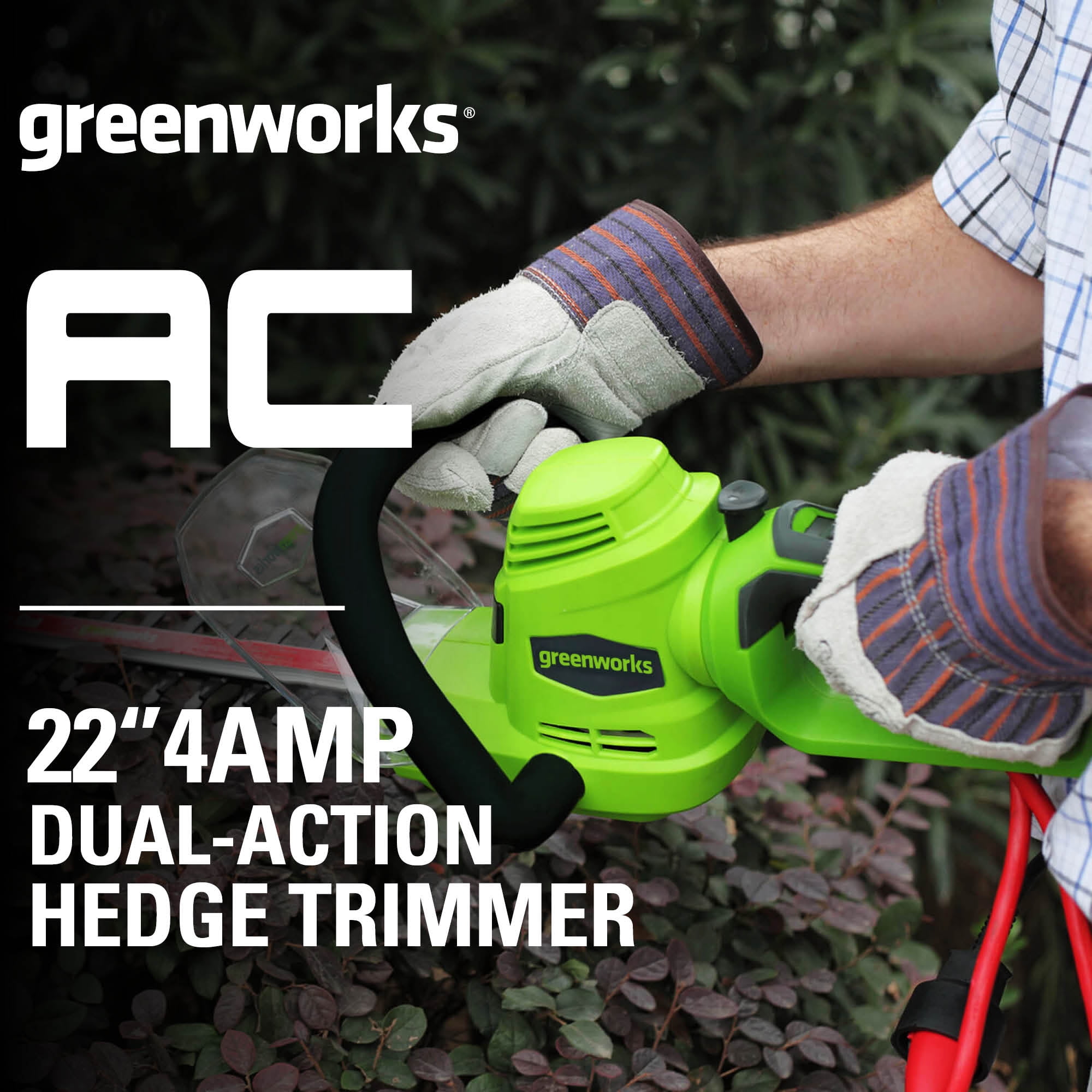 GreenWorks 4 Amp 22-Inch Corded Hedge Trimmer & Coleman Cable 100ft Outdoor Extension Cord Bundle 