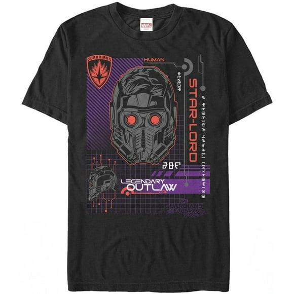 Mens Marvel Guardians of The Galaxy Vol. 2 Star-Lord Code T-Shirt - Black - Small