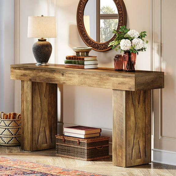 Tribesigns 63 Inch Long Console Table Farmhouse Sofa Table for Entrance, Hallway, Living Room