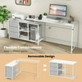thumbnail image 6 of Topbuy L-Shaped Computer Desk with Drawers & Shelves 81” Convertible Home Office Desk with Charging Station White, 6 of 9