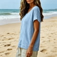 thumbnail image 5 of Gauze Shirts for Women Casual Crew Neck Short Sleeve Tops Lightweight Loose Boho Blouses Summer Beach Vacation Outfits Sky Blue S, 5 of 7