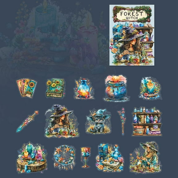 30pcs Forest PET Stickers Waterproof Adhesive Decals for DIY Scrapbooking Photo Album Decoration Light Sky Blue 80x65mm