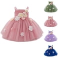 thumbnail image 1 of LOVZFMLL Robe d'Été à Manches Courtes Col Rond Couleur Unie pour Filles, 1 of 9