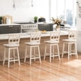 thumbnail image 2 of Gymax 4PCS 24.5 Inch Counter Height Bar Chairs Swivel Bar Stools w/ Hollow Backrest White, 2 of 8