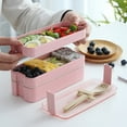 thumbnail image 4 of Boovnll Bento Box, Portable 3 Layer Microwave Bento Lunch Box Spoon Food Container Storage Box, Bento Box Adult, Bento Box for Kids, Lunch Box Containers, 4 of 4
