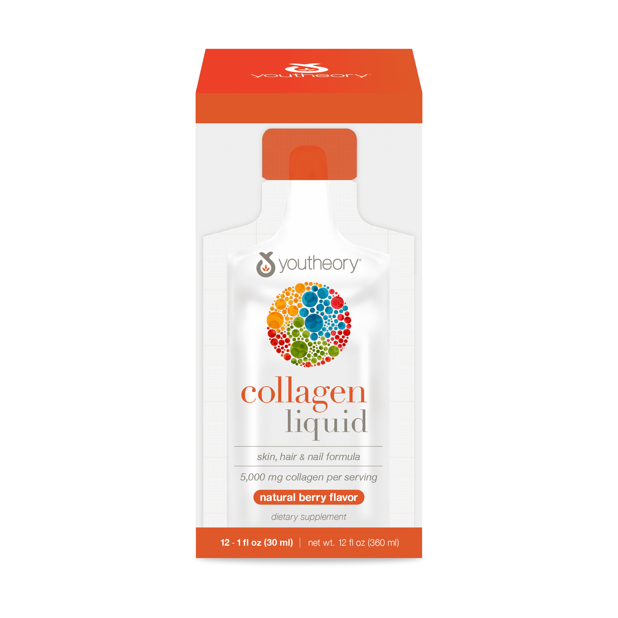 Youtheory Collagen Liquid with Verisol Packets, Natural Berry, 1 fl oz, 12 ct