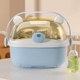 thumbnail image 2 of Soluxeo Baby Bottle Drying Rack with Cover, Dustproof Portable Baby Bottle Storage Organizer with Removable Drain Tray, Blue, 2 of 8