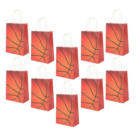 SOPOTUTU 24Pcs Basketball Bags with Handles Multi Color Paper Party Treat Bags for Decor