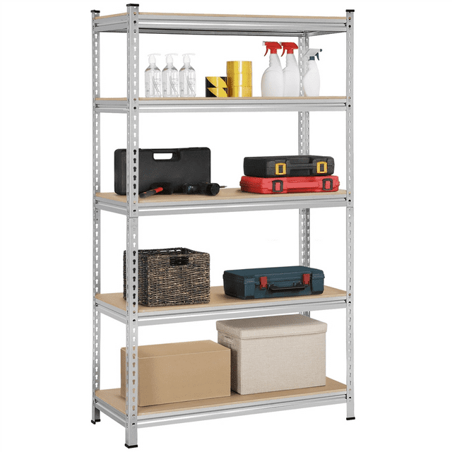 Yaheetech 5 Tiers Storage Shelf with Adjustable Racks, Silver