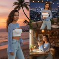 thumbnail image 4 of Women’s Cropped Knit Shrug Top Lightweight Bell Sleeve Summer Cover-Up, Soft Breathable Cropped Cardigan Shrug for Casual & Beach, Cropped Shrug Women, 4 of 11