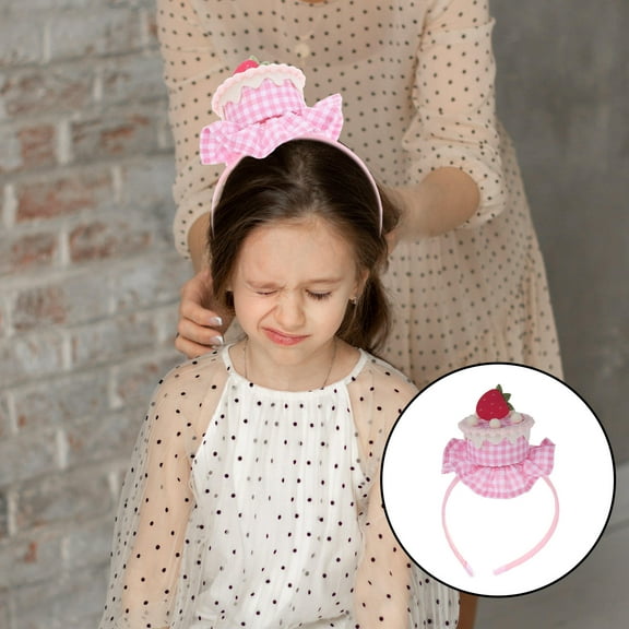 HAMPPLIES Kids Headband Strawberry Cake Headband Pink Cloth 1Pack Everyday Wear