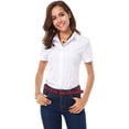 thumbnail image 1 of Womens Short Sleeve Button Down Shirts Official Collar Blouse Basic Work Casual Shirt White, 1 of 2