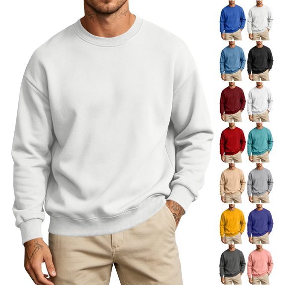 Luvrsol Big & Tall Men’s Solid Crewneck Pullover Sweatshirt Long Sleeve Casual Athletic Plain Top S-5XL