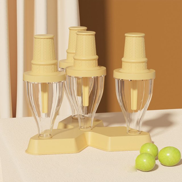 1 Pce Moules à Popsicle pour Bébé Support de Bac à Glaçons 4 Pcs Réutilisable Support de Bac à Glaçons pour Enfants Machine à Glaçons en Plastique avec Bâtonnets Réutilisables et Garde-Gouttes pour Congélateur Collations/lave-Vaisselle Jaune