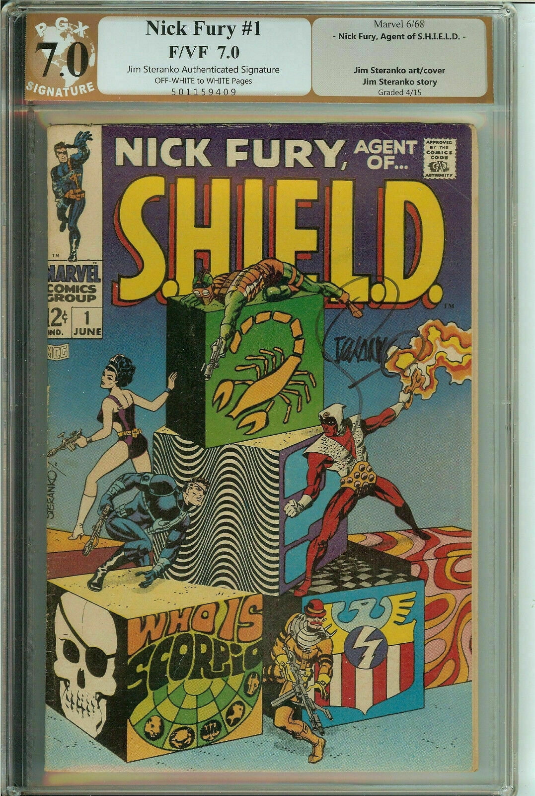 Nick Fury Agent of SHIELD #1 Signed Jim Steranko PGX 7.0
