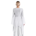 thumbnail image 4 of YiZYiF Womens Sequins Chiffon Praise Dance Tunic Overlays Tops Flare Sleeve Worship Dancewear White XXL, 4 of 7