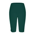 thumbnail image 4 of Jewelreauty Short Leggings for Women High Waisted Workout Stretch Yoga Leggings Pull On Knee Length Pants (3XL, Dark Green), 4 of 5