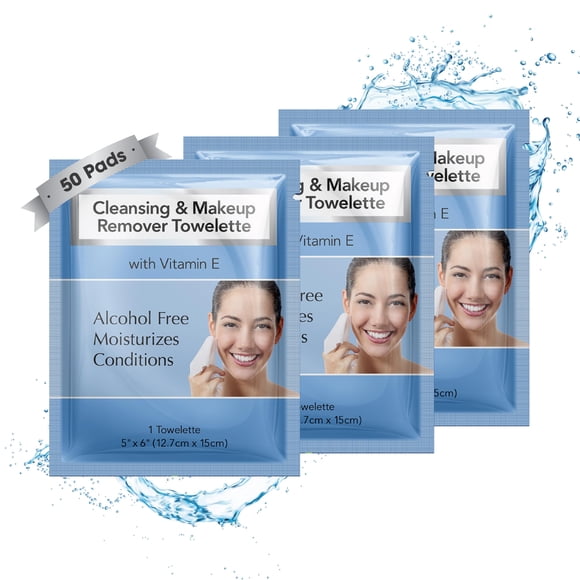 Diamond Wipes Toallitas desmaquillantes Toallitas limpiadoras faciales sin alcohol con vitamina E Caja de 50 toallitas faciales