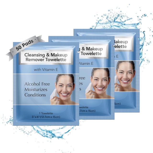 Diamond Wipes Toallitas desmaquillantes Toallitas limpiadoras faciales sin alcohol con vitamina E Caja de 50 toallitas faciales