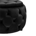 thumbnail image 5 of Partner Furniture 28" Round Velvet Tufted Storage Ottoman in Black, 5 of 7