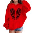 thumbnail image 2 of Hoodies for Girls Solid Color Pullover Top Classic Long Sleeve Autumn Winter Hooded Sweatshirts Fleece Padded Warmth Lounge Coats Holiday Outdoor Activewear Children Hoodie Red 7-8 Years, 2 of 6