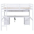 thumbnail image 6 of Full Wood Loft Bed with Ladder, Loft Bed with Desk, Cabinets, Drawers and Bedside Tray, Charging Station, Loft Bed with Desk for Teenagers, Multiple Functions Bed, Easy to Assemble (White), 6 of 9