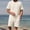 Beige, variant on Men 2 Piece Textured Tracksuit Set, Diamond Jacquard Crew Neck Short Sleeve T-Shirt and Drawstring Elastic Waist Shorts Summer Casual Loungewear Size M-5XL Beige