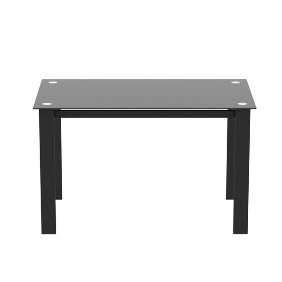 Black Tempered Glass Dining Table, 52" Rectangular With Metal Legs 1 Pack Kitchen Multipurpose Desk