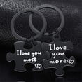 thumbnail image 5 of Black Couples Keyring, i Love You More and I Love You Most Keychain Set, His and Hers Puzzle Matching Key Chain Y1137, 5 of 5